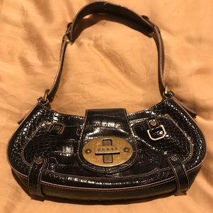 EUC Guess black leather crocodile purse or bag